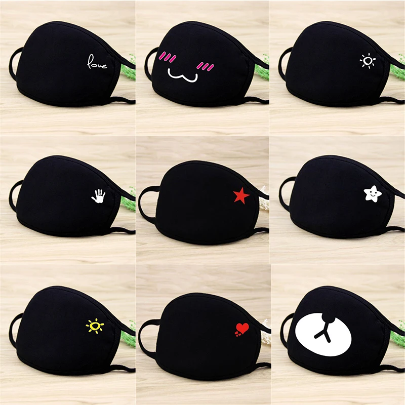 

Personality Black Star Cartoon Cycling Mask Cotton mouth Face Masks Windproof Warm Sun Respirator Unisex Love Couple Facial Mask