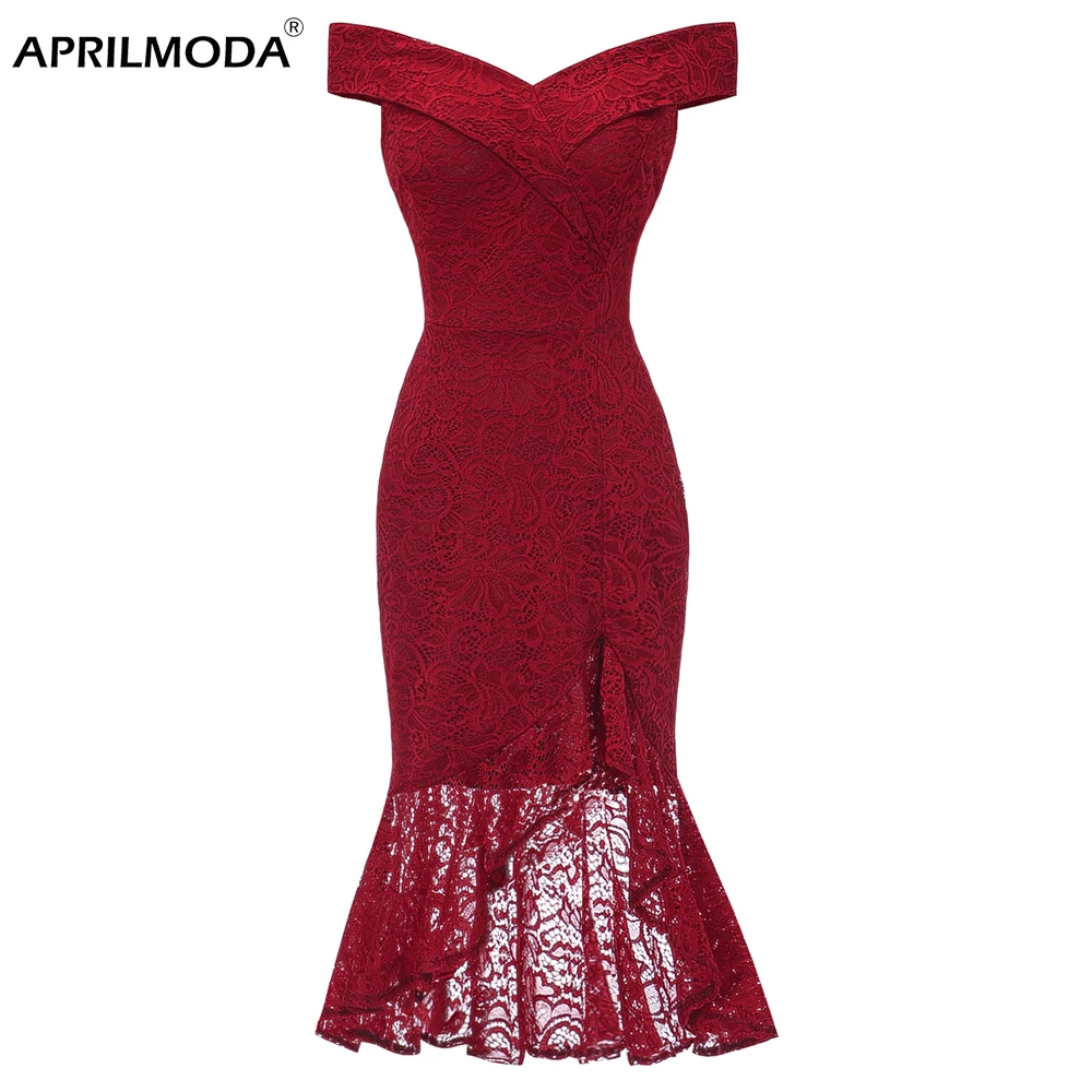 Кружевное женское платье карандаш с вырезом лодочкой темно красное розовое