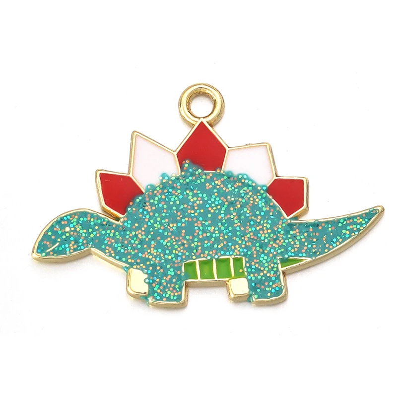 10Pcs Cartoon Dinosaur Enamel Charm,Animal Charm Pendant,Gold Tone charm for Bracelet Earring Jewelry Personalized Gift,Craft Supplies