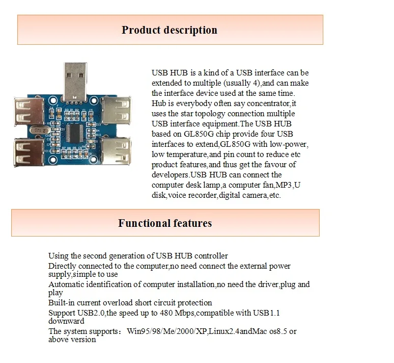 3 шт. USBHUB USB2.0 концентратор модуль расширения