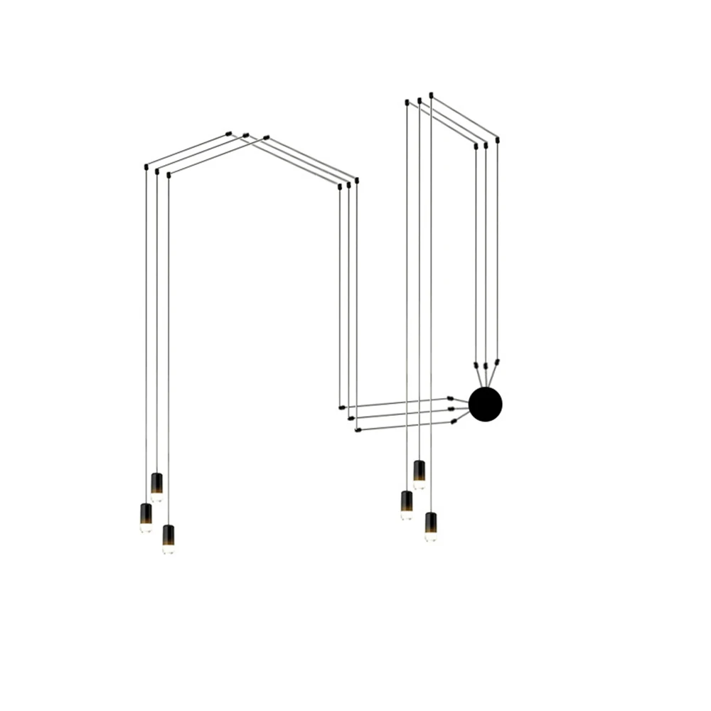 Висячие, геометрической формы, подвесной светильник для офиса, минималистичный светильник, украшения для дома, гостиной, конференц-зала, коридора, спальни - Цвет корпуса: 6head 5m  24buttons