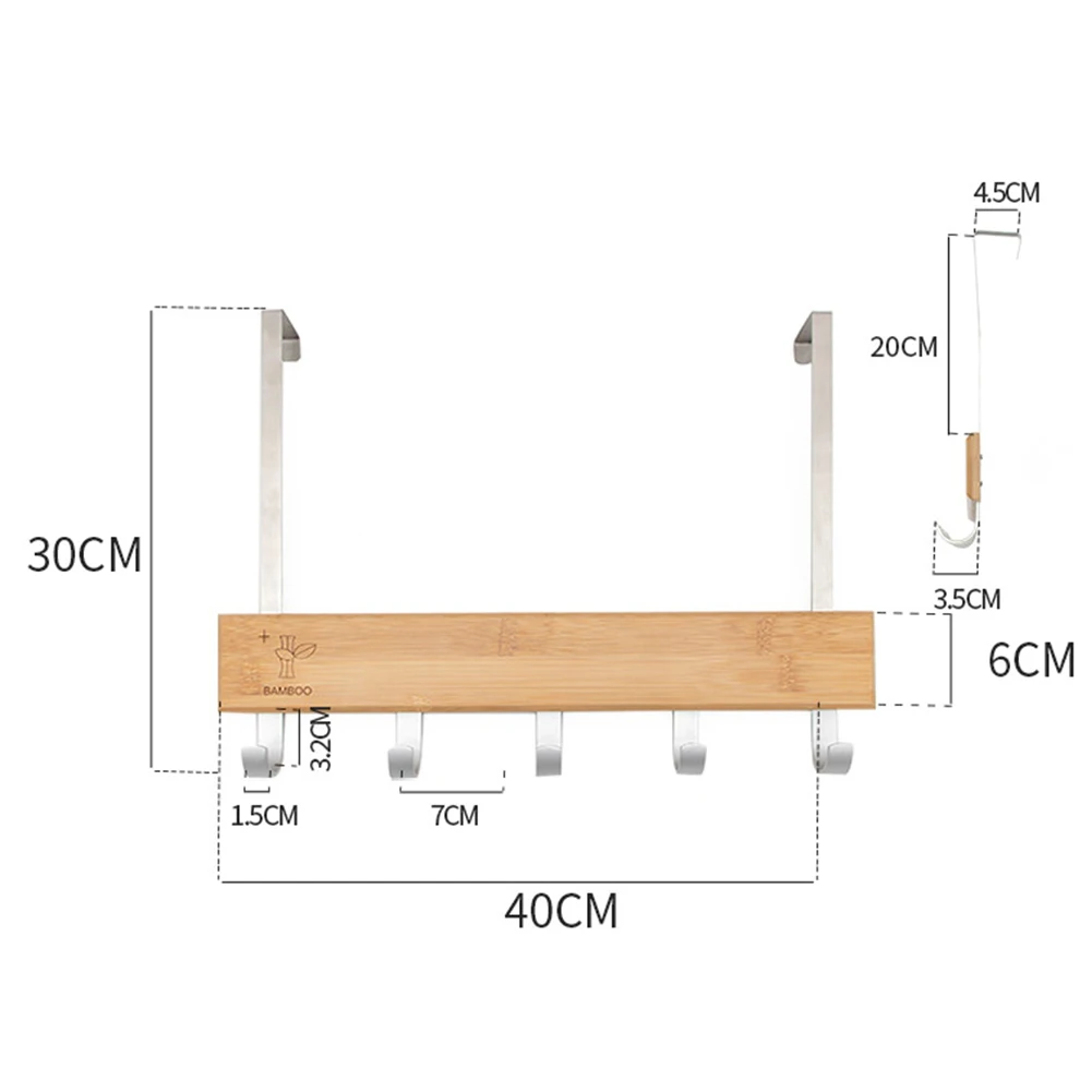 Durable Door Hook Storage Organizer Clothes Towel Pants Coat Home Multifunctional Bedroom Strong Bearing Hanging Kitchen Wooden