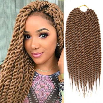 

Natifah Senegalese Twist Crochet Mambo Twist Hair Synthetic Crochet Hair Extension 12inch 10Roots/bundle 8Color Black Braids