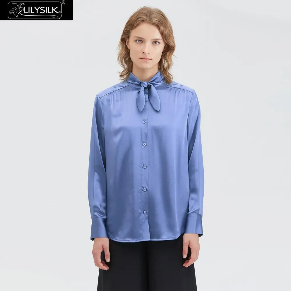 LilySilk Silk Blouse Romantic Tie Neck Women NEW Free Shipping