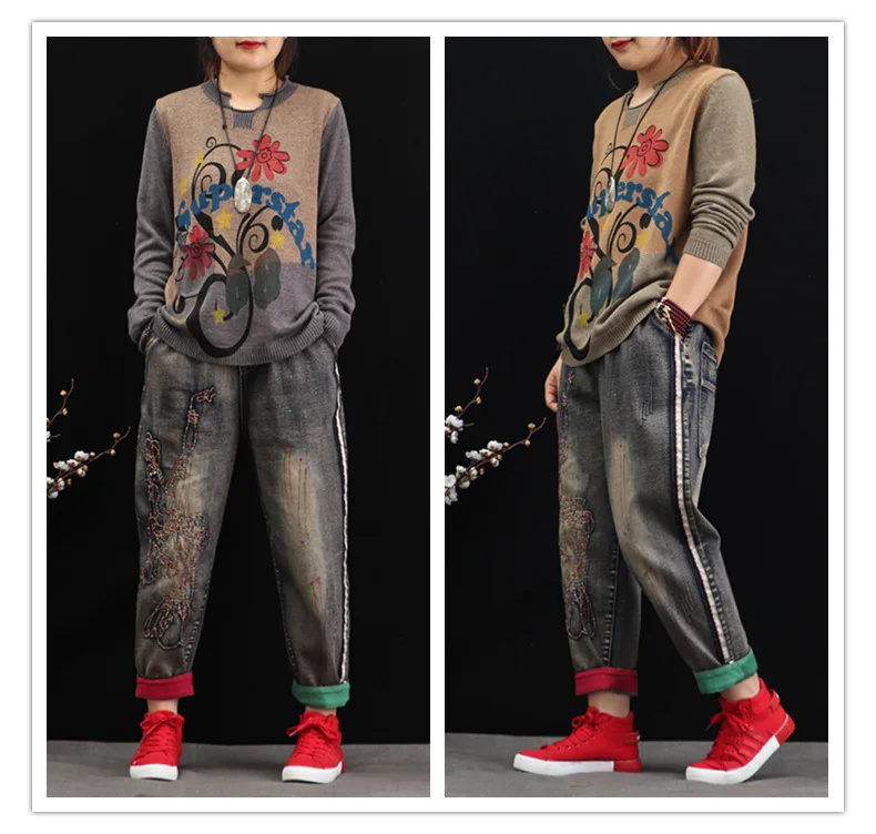 Max LuLu/осень ; корейский модный женский свитер с принтом; женские вязаные пуловеры; винтажная зимняя одежда; Повседневный джемпер; большие размеры