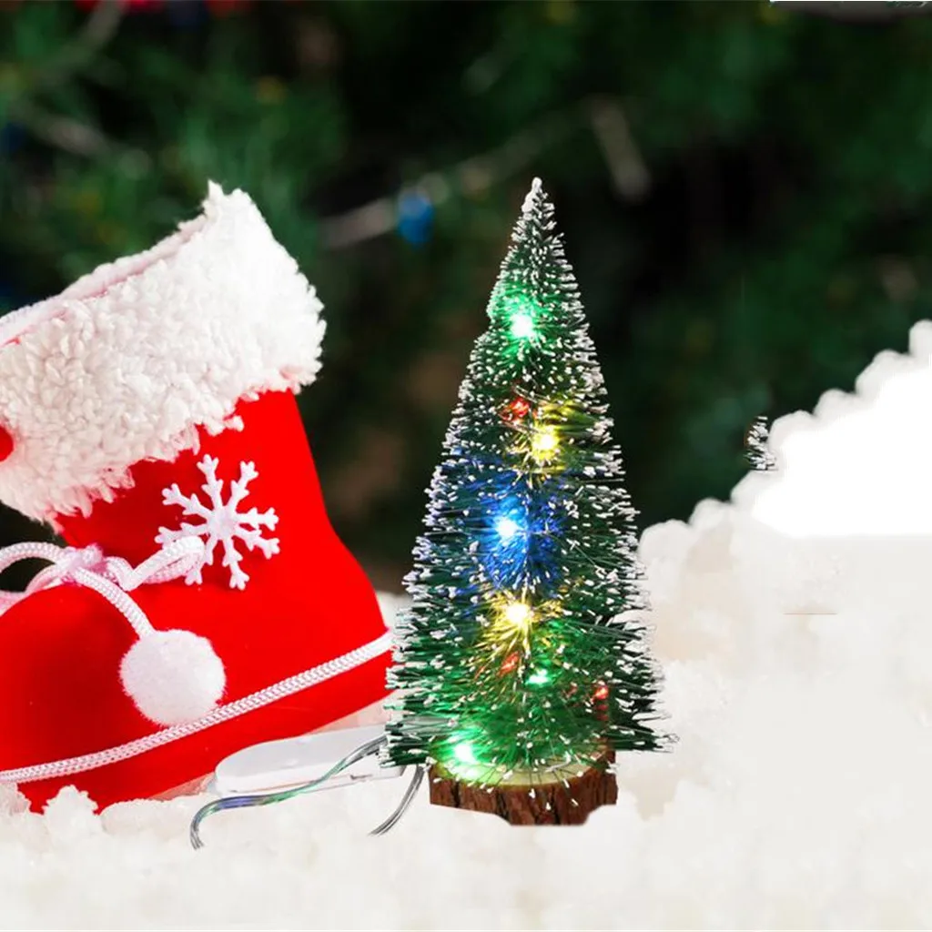 Рождественские украшения, настольные украшения, Маленькая Рождественская елка для дома, светодиодный мини-светильник, Рождественская елка, зеленая Белая Мини-елка, 64P
