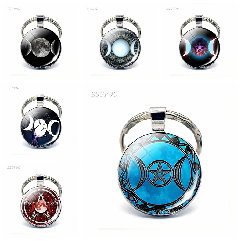 Брелок с подвеской в виде звезды тройной Луны и богини | Украшения аксессуары