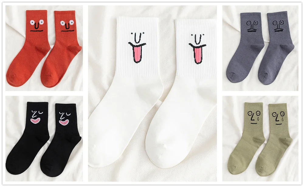 5 пар/упак. унисекс сюрприз Средние мужские носки Harajuku ColorfulWinter смешные мужские носки 100 Хлопок Kawaii Размер 35-42 - Цвет: 5 pairs