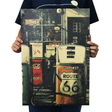 [A10] 66 АЗС Ностальгический ретро плакат из крафт-бумаги экран для помещений кафе декоративная живопись