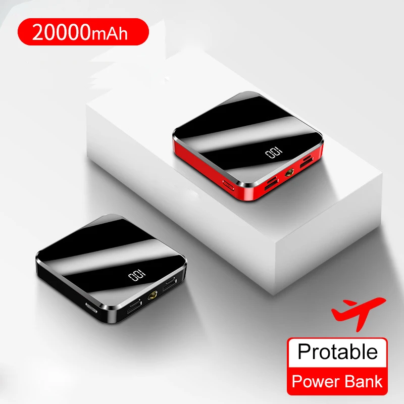 Billige ROCK Mini Power Bank 20000mAh Für iPhone Xiaomi Tragbare Externe Batterie Pack Power mit Spiegel Bildschirm Digitale Disply