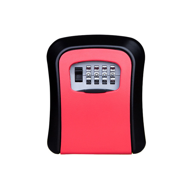 Lock Box Wall Mounted Zinc Alloy Key Safe Box Weatherproof 4 Digit Combination Key Storage Lock Box Indoor Outdoor