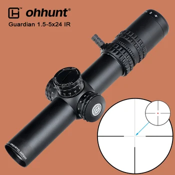 

ohhunt Guardian 1.5-5X24 IR Hunting Riflescope Red Green Dot Illuminated Glass Etched Reticle Tactical Optical Sight