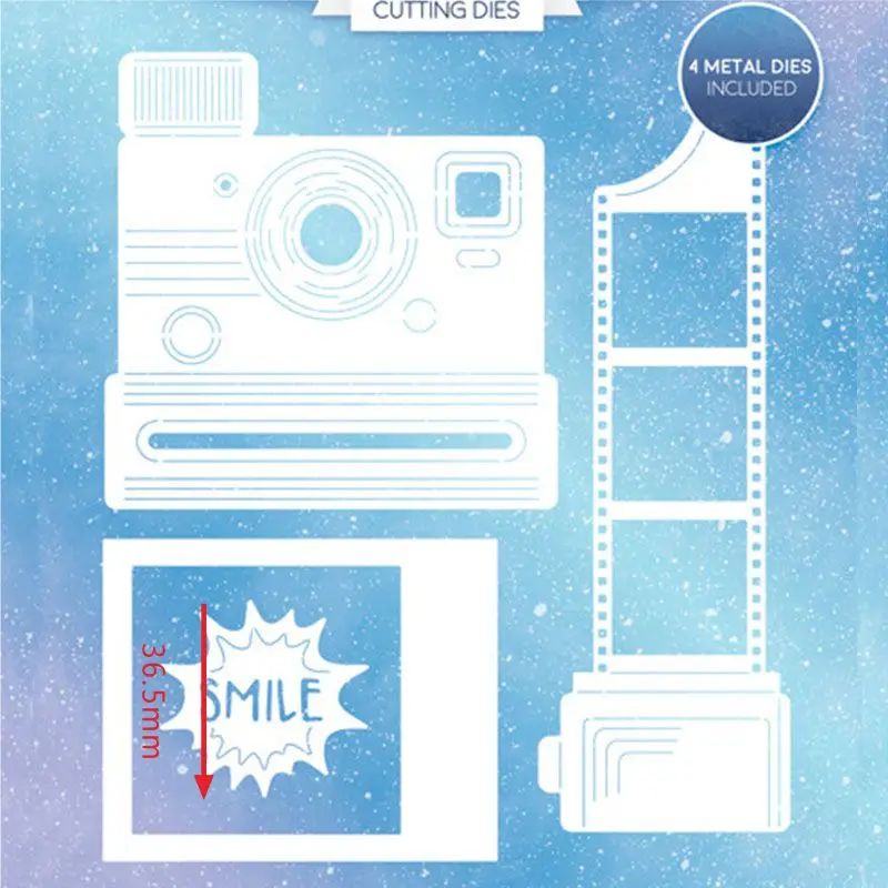 Camera Film Smile Happy Take a Photo Square Frame Cutting Dies Decorate Cards Making Paper Scrapbooking Craft New Stencils