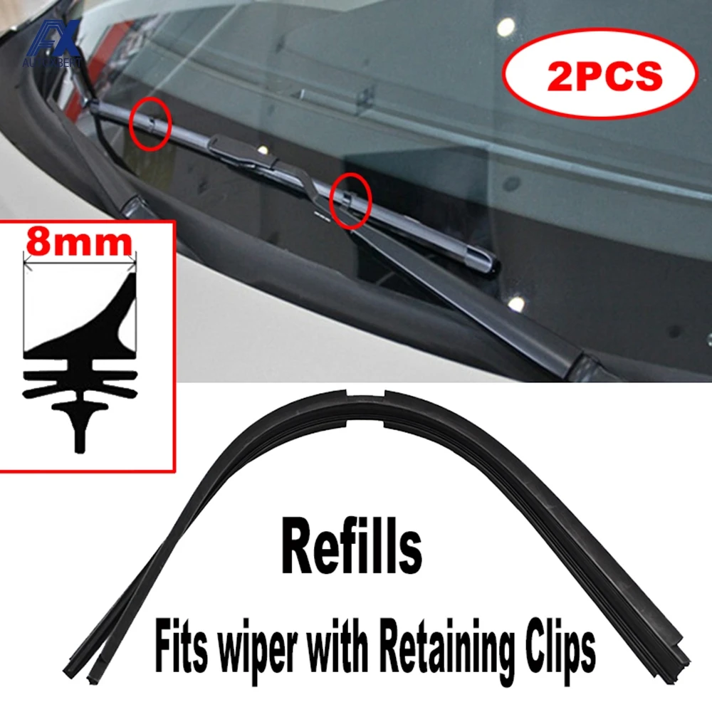 

Pair of 26" 8mm Rubber Refills Front Wiper Refill Windscreen Windshield For Wiper with Retaining Clip Car Auto