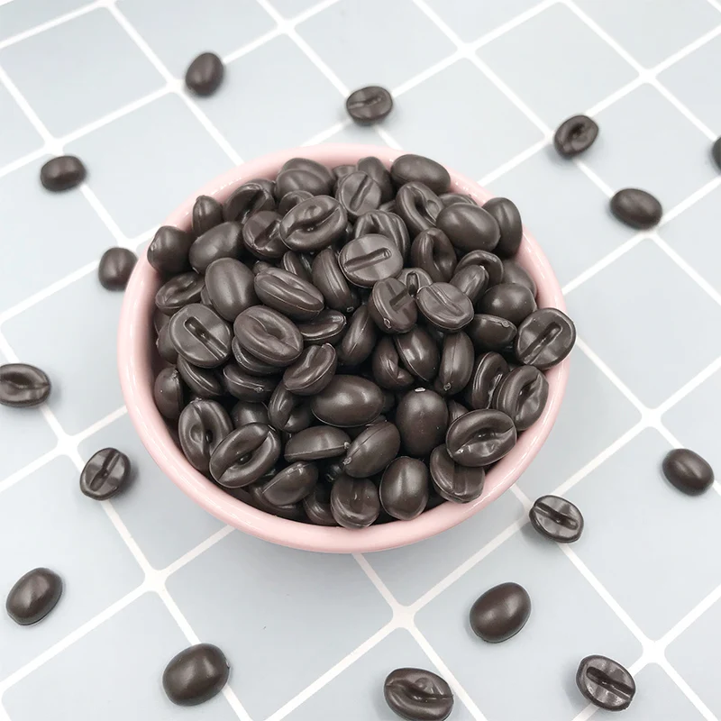 200Pcs Simulation Miniature Coffee Beans Flatback Resin Cabochon Fake Food Scrapbooking Craft DIY Phone Decoration Accessories