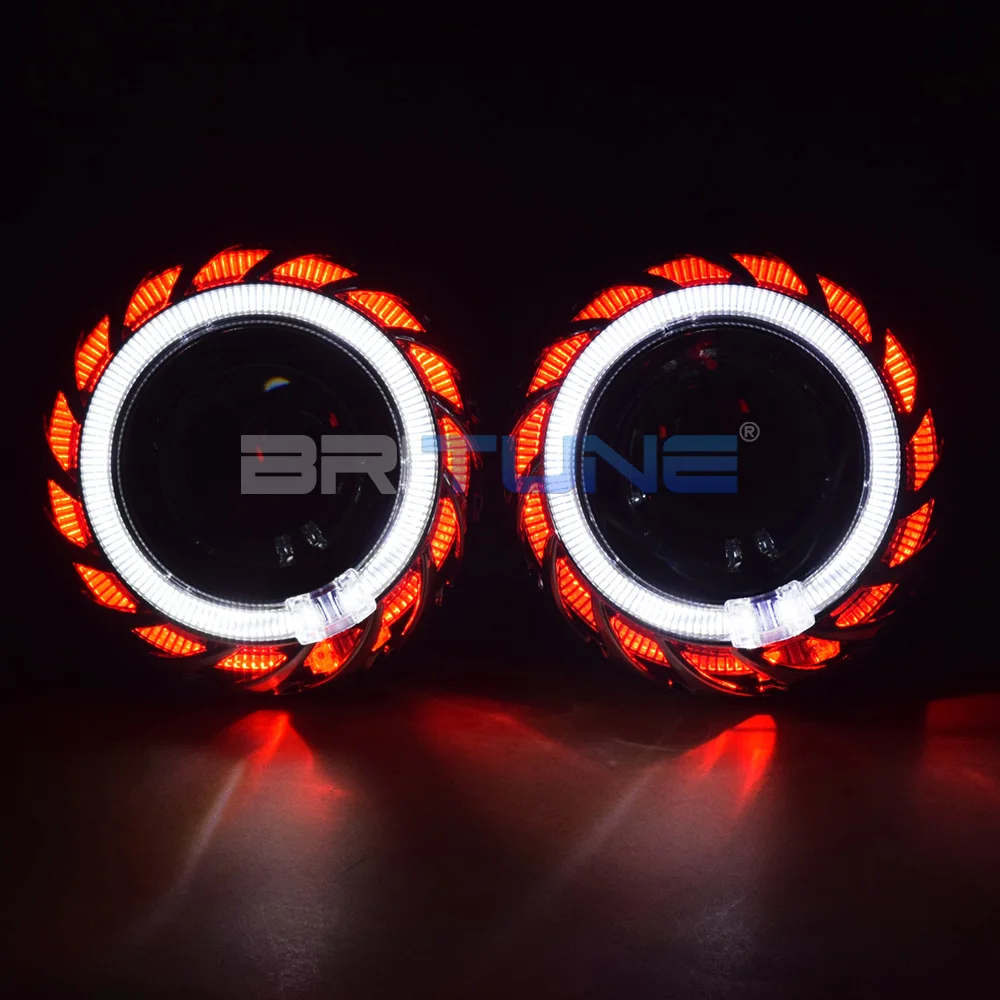 2.5インチプロジェクターレンズ RGBエンジェルアイ 垂直プロジェクターレンズ,2.5インチ,h1,h4,h7,rgb,led