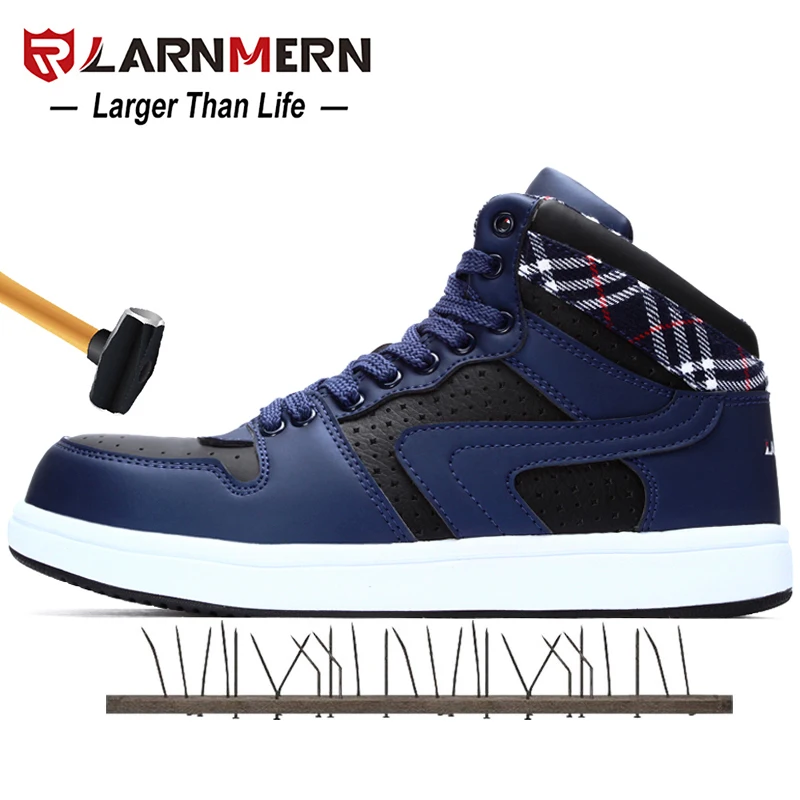 LARNMERN Men's Work Safety Shoes Steel Toe Lightweight Breathable Anti-smashing Non-slip Construction Protective Footwear
