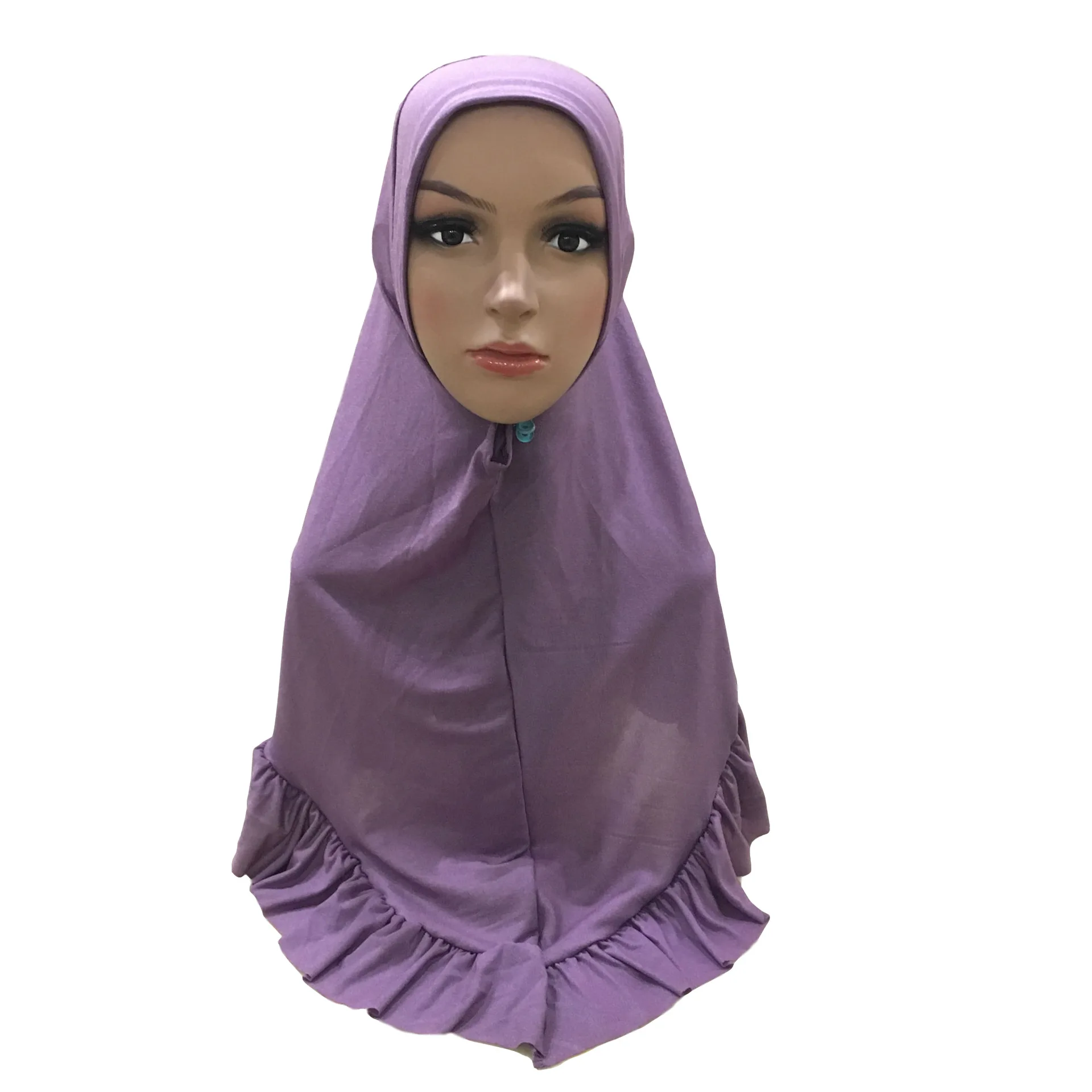 Розничная эластичный простой низ гофрированный мусульманский цельный хиджаб 80*65 см