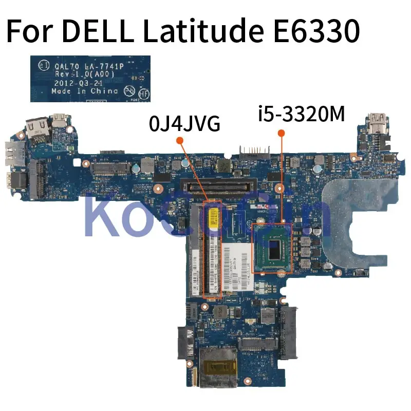 

Для DELL Latitude E6330 I5-3320M материнская плата для ноутбука CN-0J4JVG 0J4JVG QAL70 LA-7741P Материнская плата ноутбука SR0MY DDR3