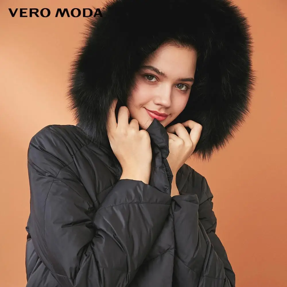 Vero Moda женский 90% белый утиный пух Лисий меховой воротник длинный пуховик парка пальто | 318312501