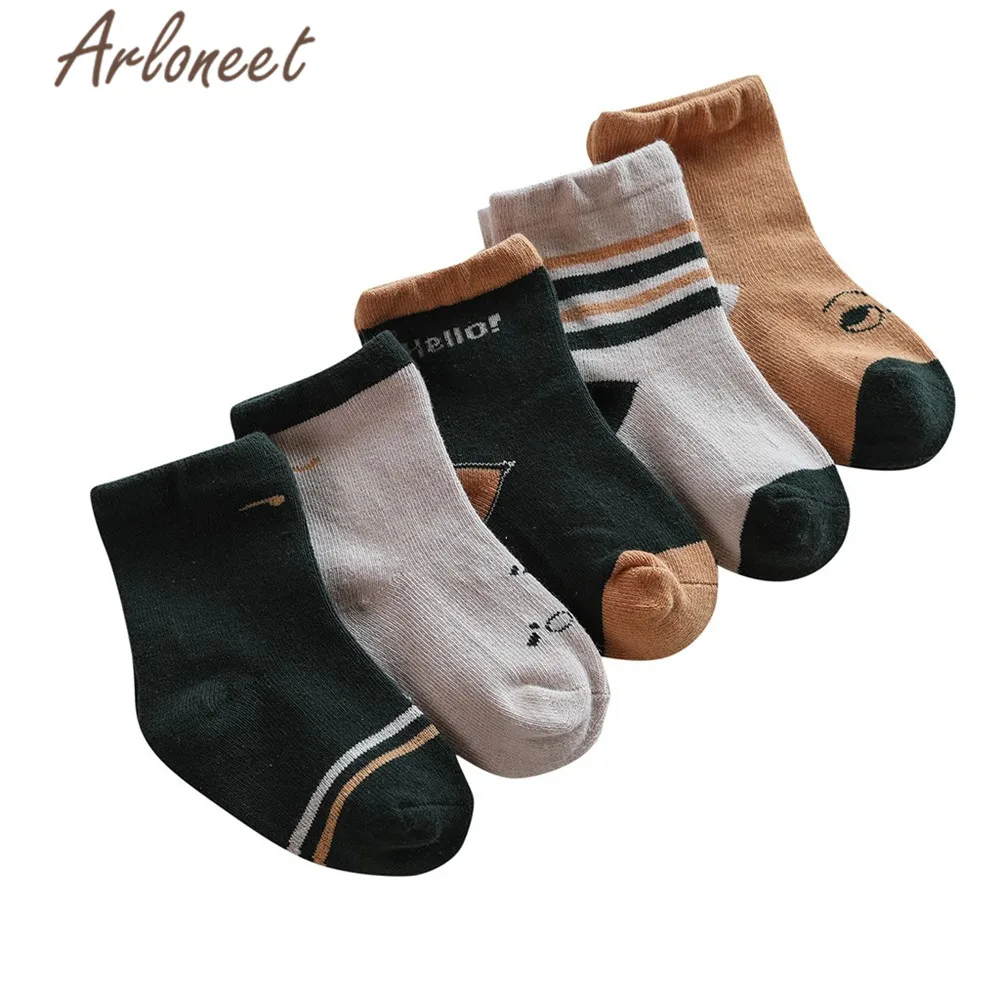 ARLONEET/Носки для новорожденных нескользящие носки для девочек и мальчиков, 5 шт. в комплекте, Детские хлопковые носки для девочек, осенне-зимние носки для мальчиков, кроссовки - Цвет: KH
