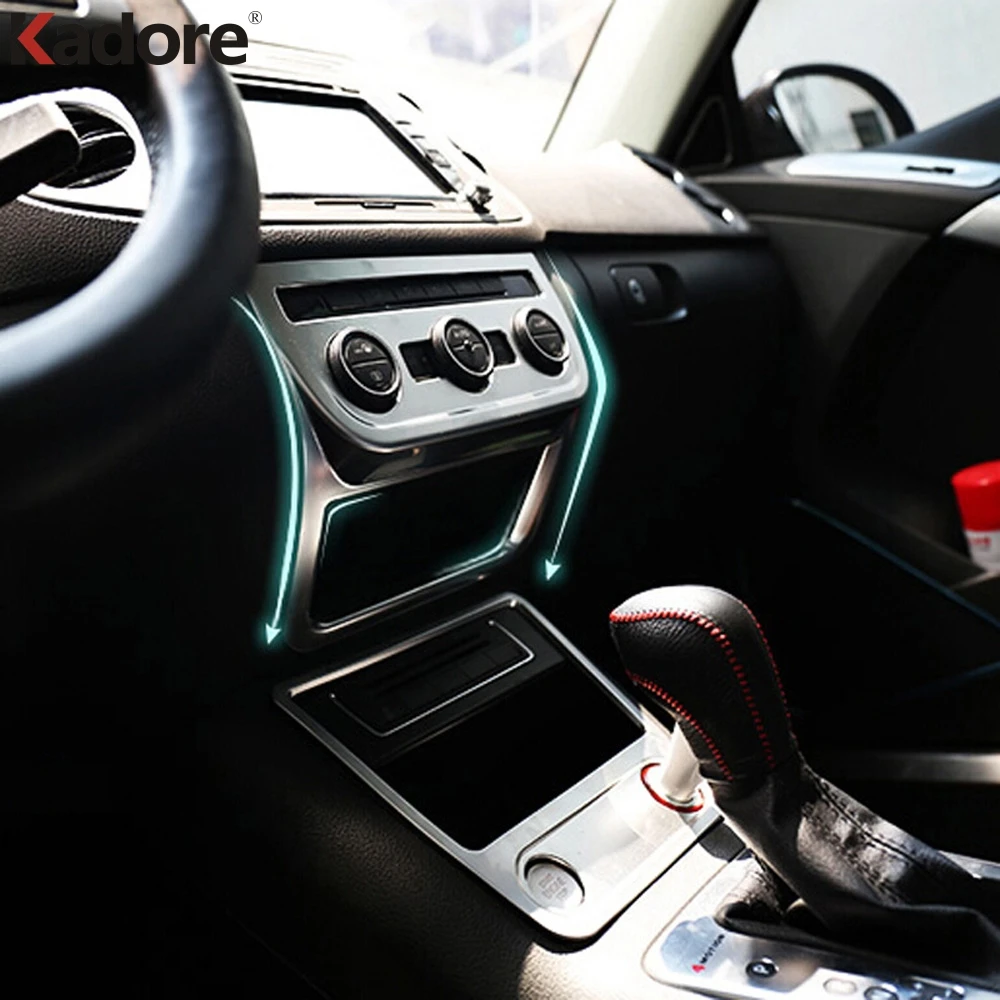 Для Volkswagen vw Tiguan 2012 2013 2014 2015 ABS матовая Центральная панель управления Consol рамка