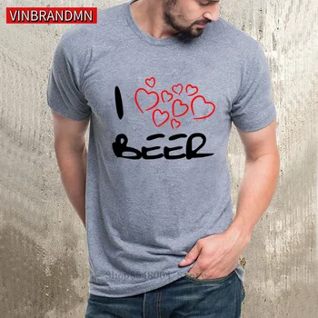 

Funny I Heart Beer Tshirt Retro 3D Printed Beer Party Men Hip Hop T Shirt Summer/Fall Premium Cotton Crew Neck Tops Simple Style