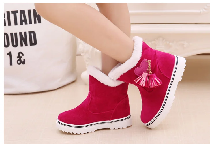 SLYXSH/ботинки с бахромой для девочек; меховая Толстая теплая детская обувь; новая обувь для мальчиков; высокое качество; Детские хлопковые зимние ботинки