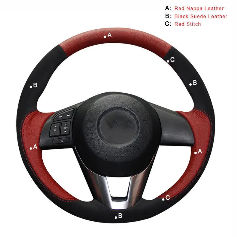 Nappa and Suede Автомобильный чехол на руль для Mazda 3 Axela 2013- Mazda 6 Atenza- Mazda 2- автомобильный чехол на руль - Название цвета: Nappa and Suede