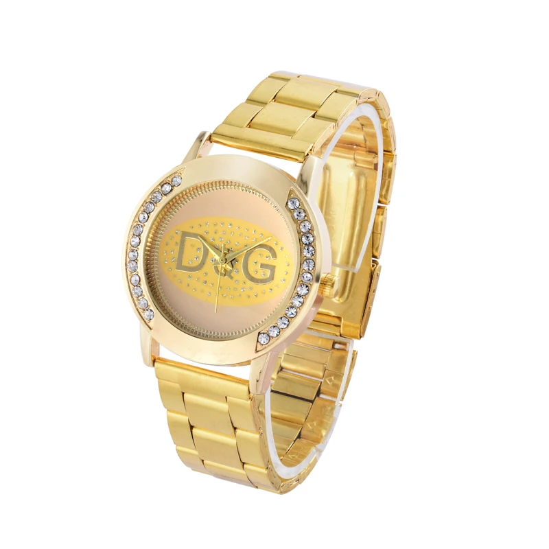 

2019 Relogio Feminino Luxury Brand DqG Men Women Dress Watches Steel Quartz Watch Men Diamonds Gold Watches Womans Wristwatches