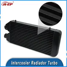 Radiador Turbo Intercooler para coche, estructura de placa de barra de aluminio de un lado, salida de radiador de admisión de aire frío, 530x280x70mm
