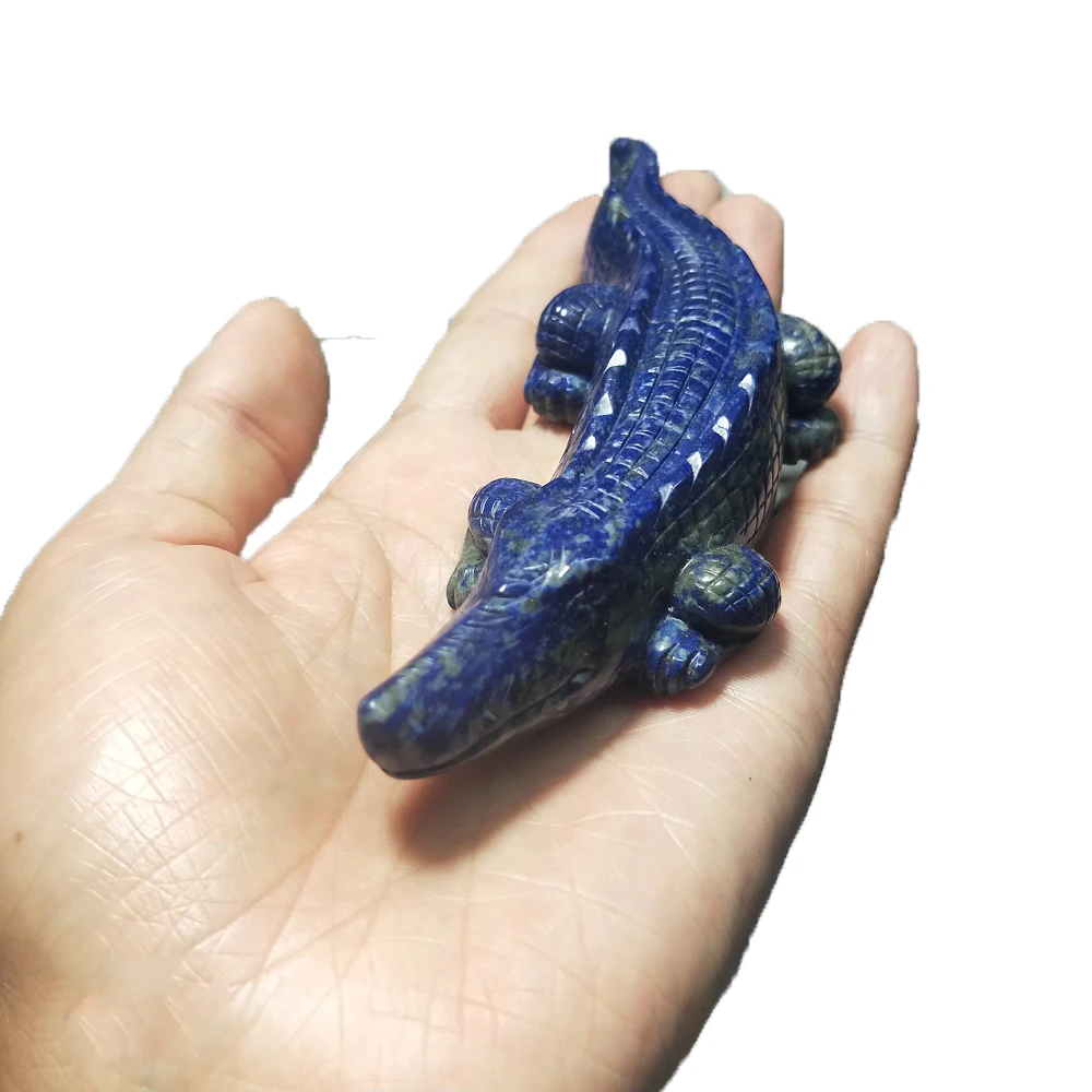 Lapis Lazuli Натуральный камень лазурит Лабрадорит Кристалл резной крокодиловый целебный Кристалл Модные резные фигурки животных подарки - Цвет: Lapis Lazuli