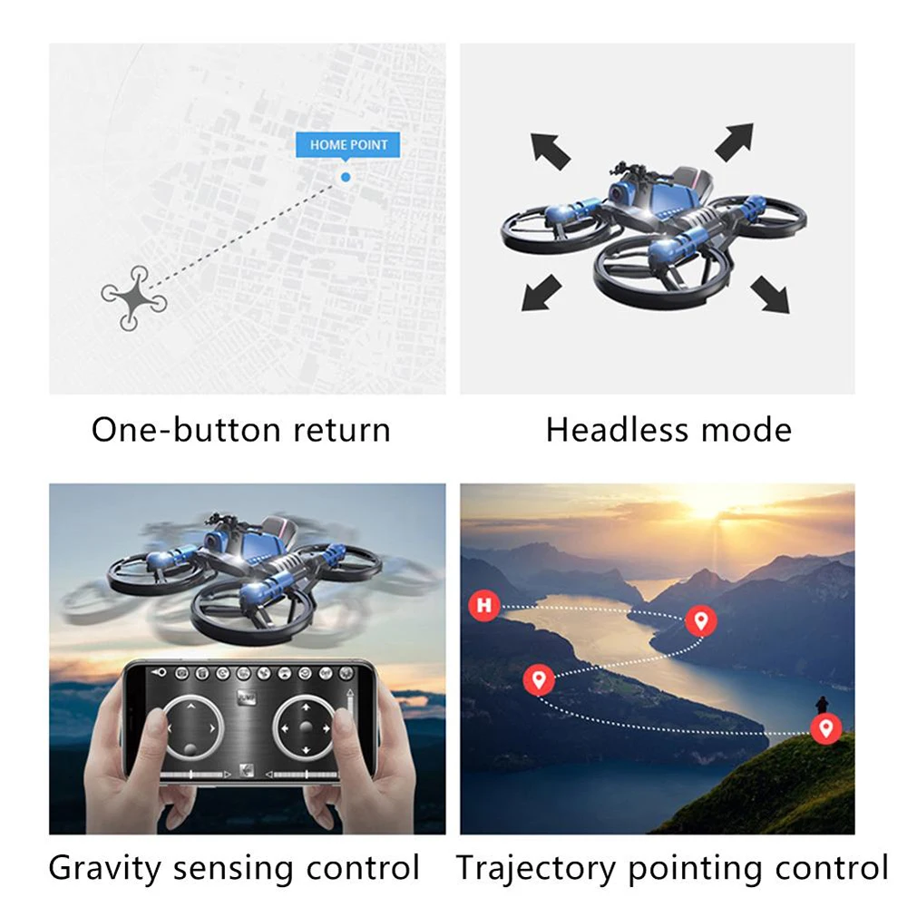 Уникальный 2-в-1 складной RC автомобиль Радиоуправляемый Дрон Камера мотоцикл самолета мульти-функциональный 4-осевой Квадрокоптер дистанционного Управление игрушка в подарок для детей