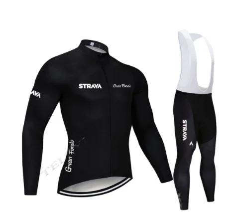 STRAVA осень с длинным рукавом Джерси костюм брюки нагрудник костюм Джерси Горный велосипед Униформа мужская одежда - Цвет: Цвет: желтый