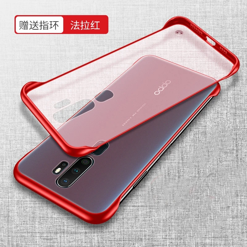 Для oppo A9 2020 чехол жесткий матовый прозрачный тонкий с кольцом защитный на заднюю