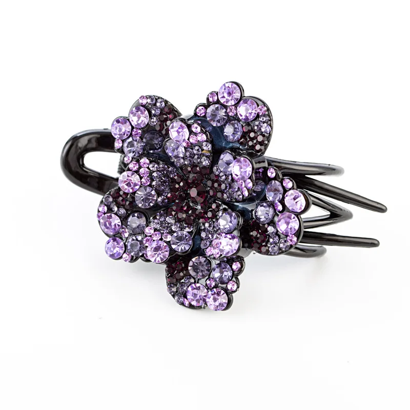 Elegant purple A Корейская мода заколка для волос с кристаллами женские заколки для волос топ боковой зажим Стразы зажим «утиный клюв» ювелирные изделия для волос девушка аксессуары для волос - Цвет: Elegant purple A