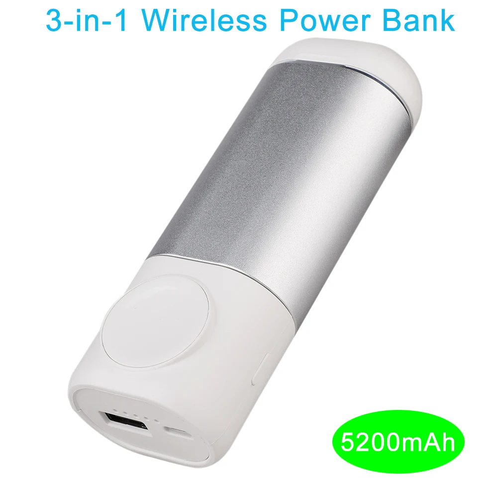 5200mAh банк питания для Xiaomi Mi samsung внешнее Беспроводное зарядное устройство банк питания для AirPods Apple Watch 4/3/2/1
