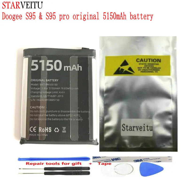 

STARVEITU Battery for Doogee S95 Pro Replacement Original 5150mAh Batteria Rechargeable Li-Ion Batteries for Doogee S95