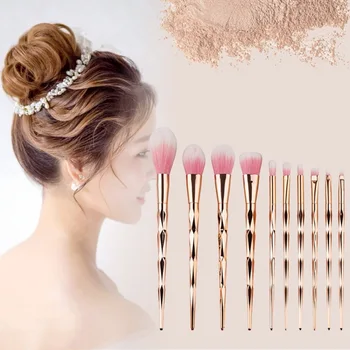 

New 10 In 1 Diamond Style Handle Makeup Brush Cosmetic Foundation Cream Powder Blush Makeup Tool Set makeup brush cleaner