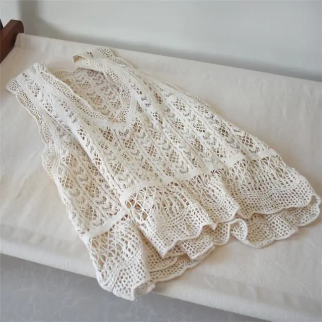 Кружевной Трикотажный жилет женский короткий топ с V-образным вырезом и