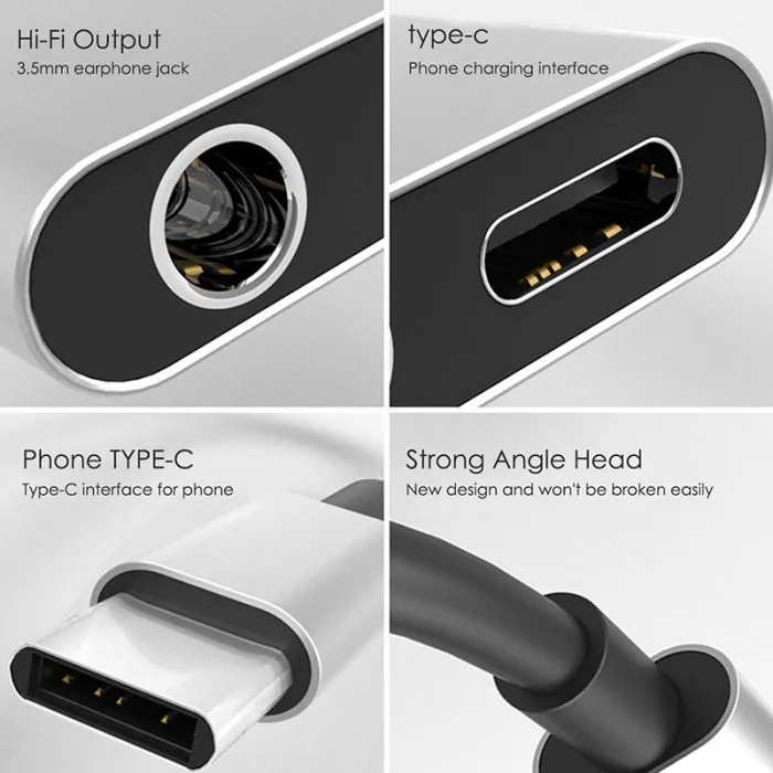 Тип C до 3,5 мм и зарядное устройство 2 в 1 Наушники AUX аудио разъем USB C кабель адаптер FKU66
