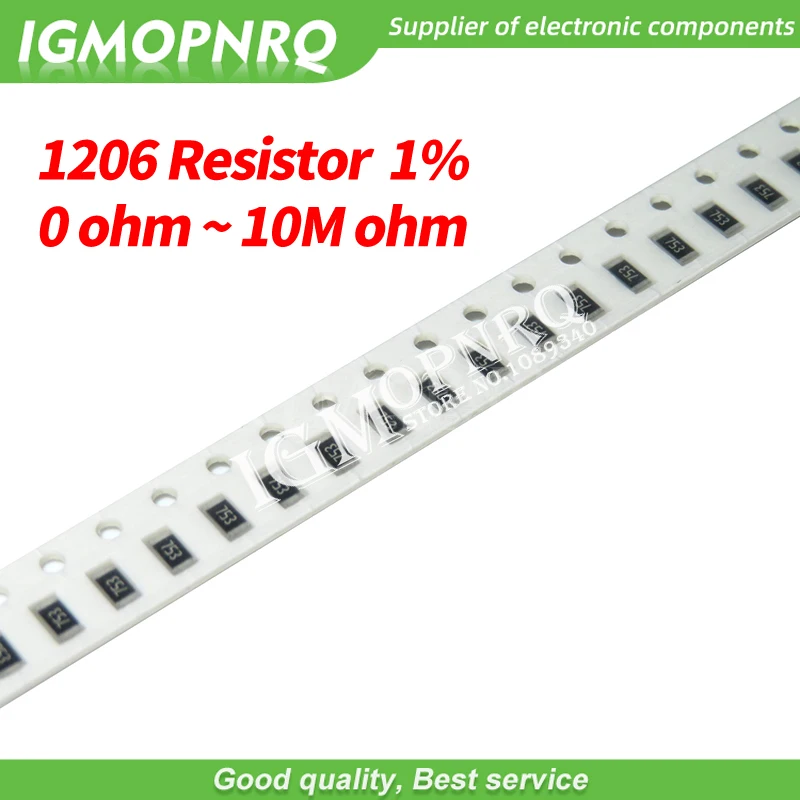 200pcs 1% 1206 SMD resistor 0R ~ 10M 1/4W 0 0.1 1 10 100 150 220 330