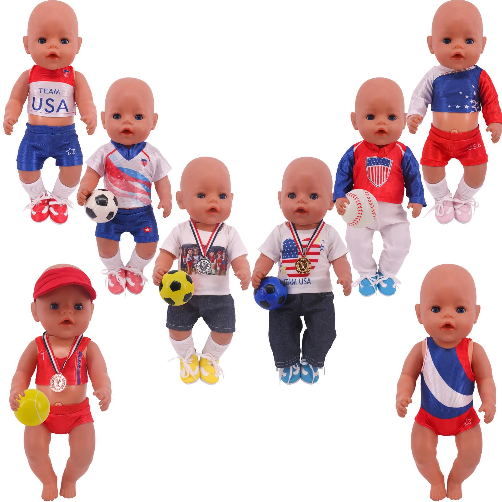 Doll Sports Wear Soccer Clothes Champion Swimsuit Fit 18 Inch