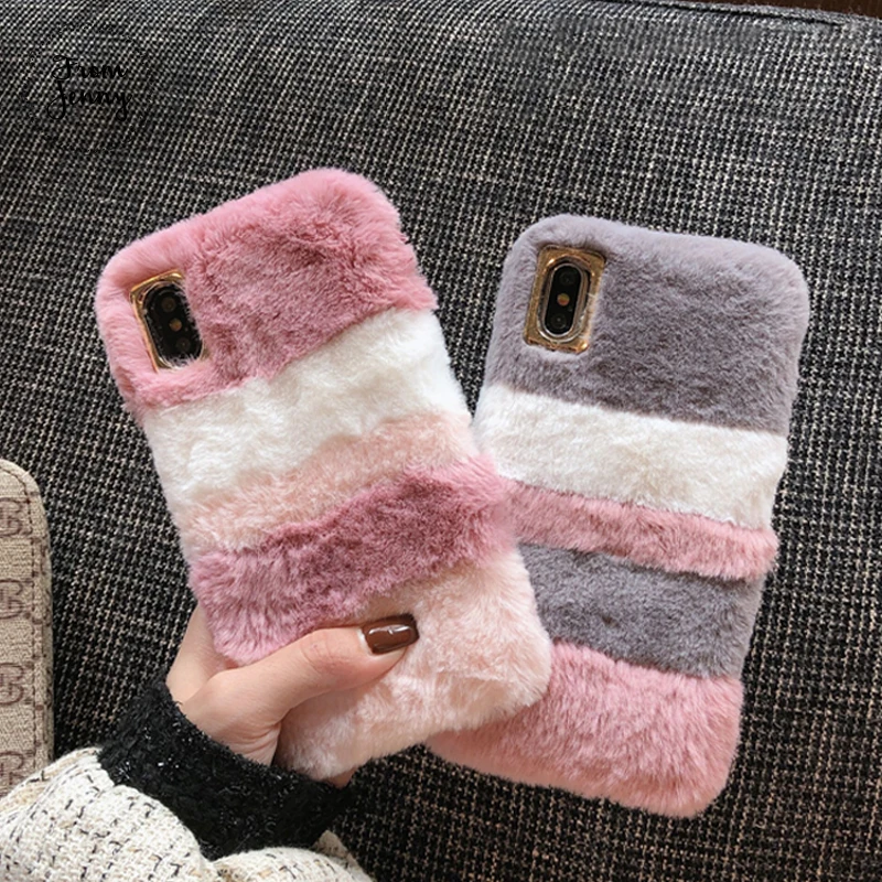 From Jenny Осенне-зимняя обувь из плюша разных цветов для iPhone11 Pro x xr xs max 78 плюс простая под мобильный телефон Мягкий защитный чехол