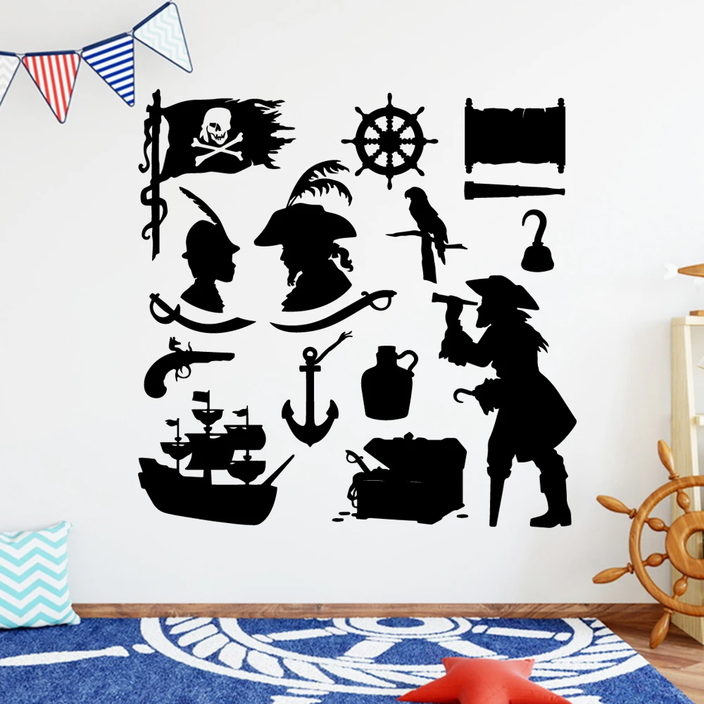 

Lovely Pirate Puzzle Pvc Wall Art Stickers For Kids Rooms Pirates Sticker Vinyl Art Decal