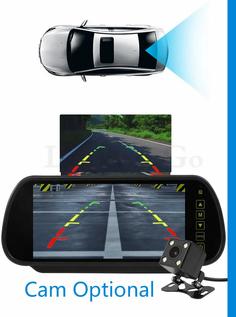 Universal 7 inch TFT LCD Mirror Monitor Widescreen Touch Button for Car Auto Rearview Monitors Backup Reversing vehicle Camera (29)