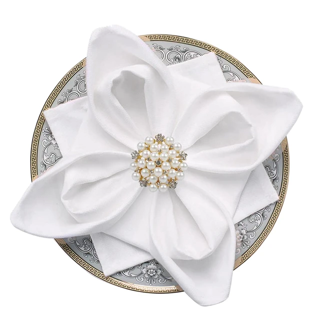 12 Pack Pearls Napkin Rings,Delicate Alloy Napkin Holder Ring Buckles perfect Table Setting Decor for Thanksgiving,Christmas,Wed 2