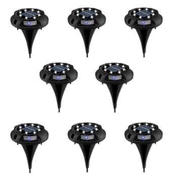 

8pcs Landscape Pathway Yard Lawn Sidewalk Waterproof 8 LED Decorative Corridor Driveway Solar Power Ground Light Outdoor Garden