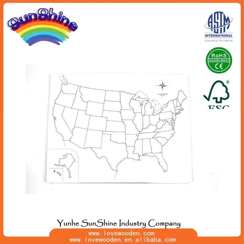 Montessori Teaching Aids Montessori Culture Education Teaching Aids Wordless America Paper Map Baby CHILDREN'S Teaching Aids