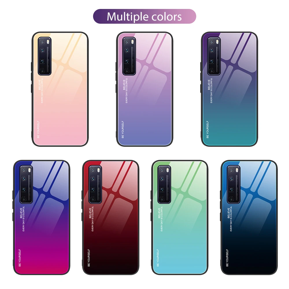 Градиентный чехол для телефона Huawei P30 P20 Pro Lite из закаленного стекла P40 E 5G Plus